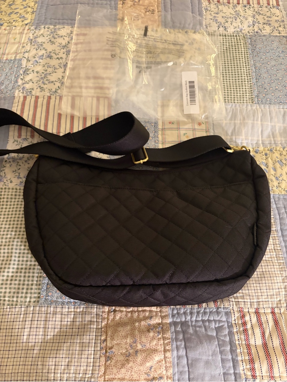 Quilted Crossbody Shoulder Bag - Black